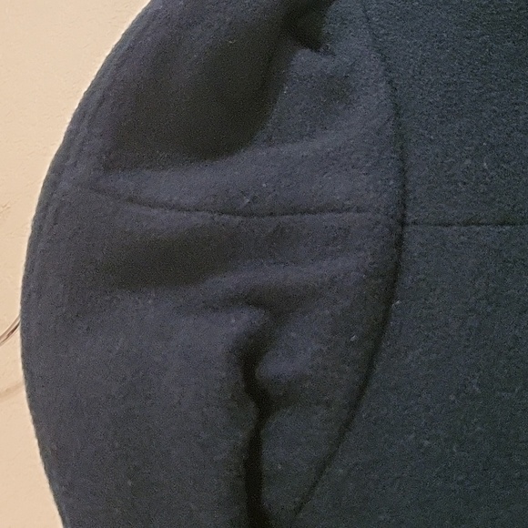 Vintage Liz Baker Wool Shell Long Jacket Double Breasted Overcoat TEAL Sz 8 WARM - Picture 12 of 15